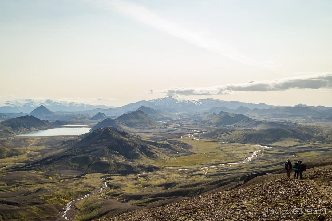 A view of Laugavegur hiking trail in the Icelandic Highlands.