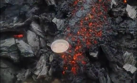 A pan on a lava in Iceland